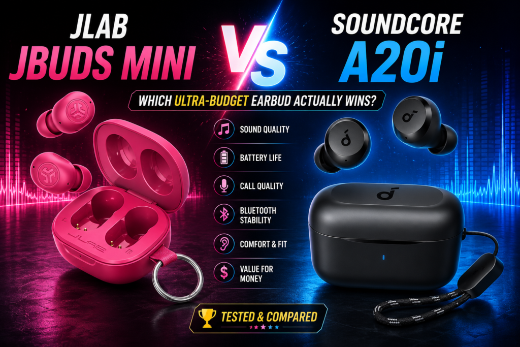 JLab JBuds Mini vs Soundcore A20i Which Ultra-Budget Earbud Wins (2026)