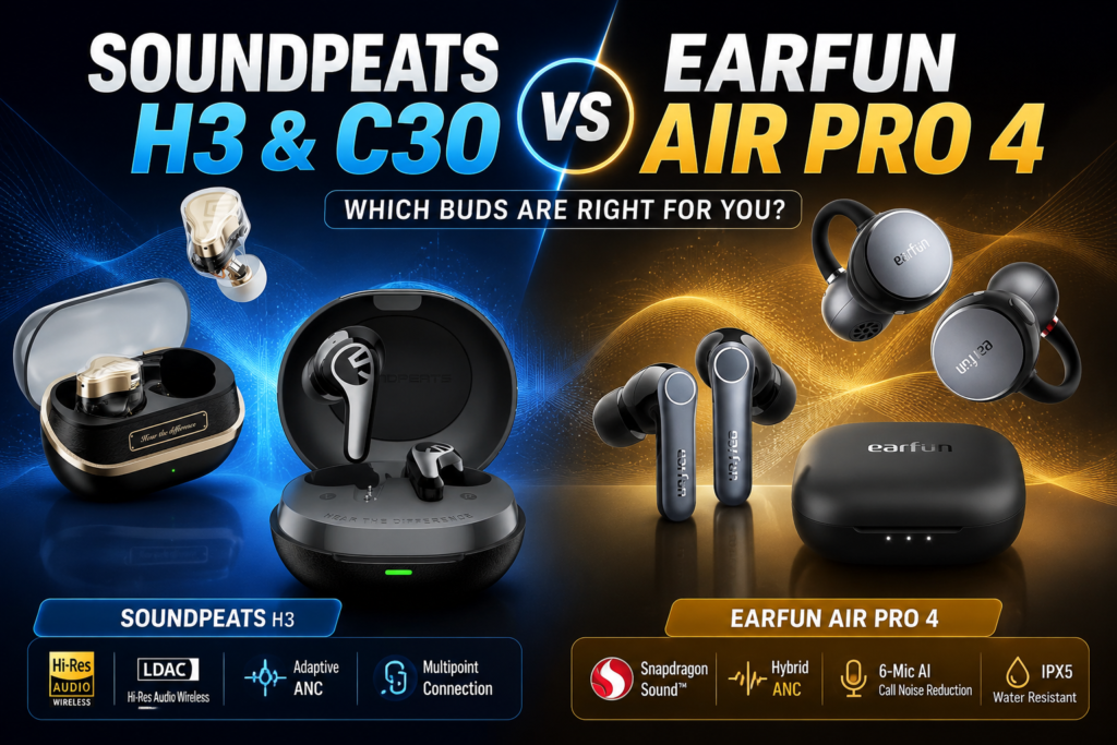 SoundPEATS H3 & C30 vs EarFun Air Pro 4